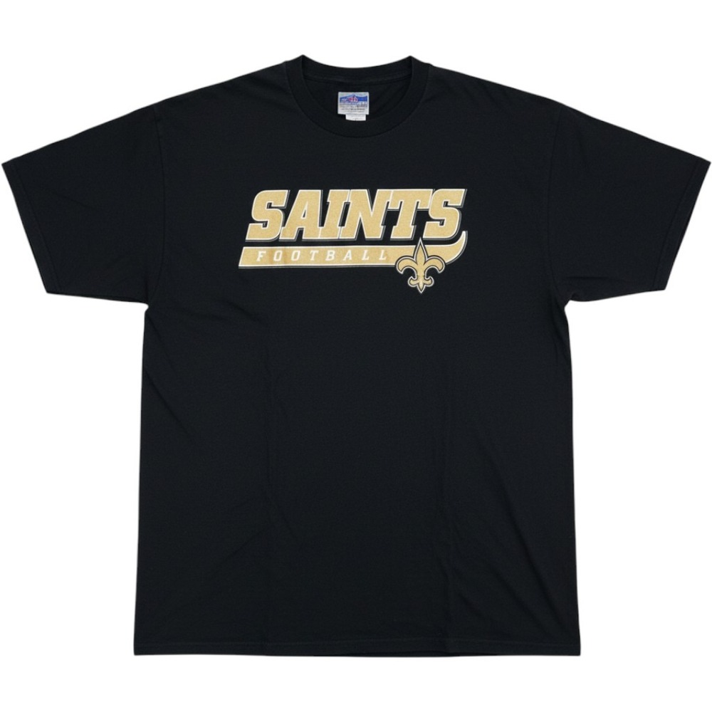 NFL Team Apparel Saints Football T-Shirt Black XL Fleur De Lis Graphic